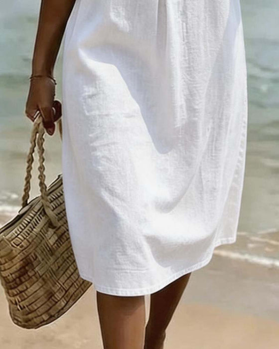 Lace Up Ruffle Sleeve Dress