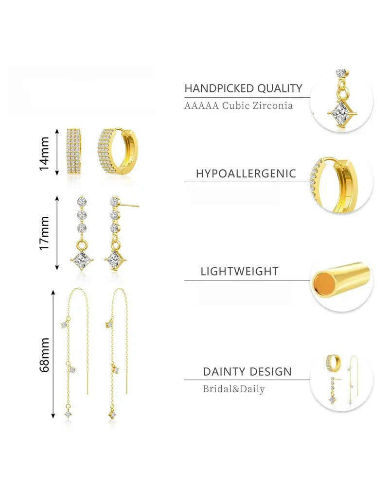 3 Layered Chain Earrings For Women