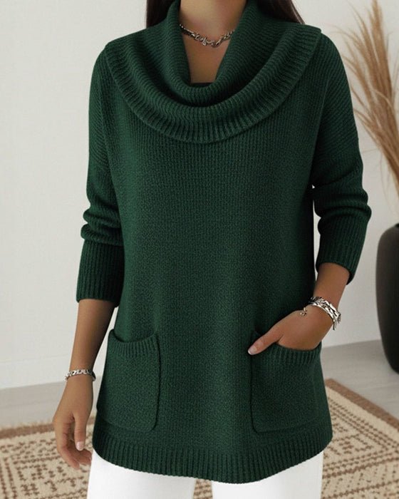 Cowl Neck Long Sleeve Pullover