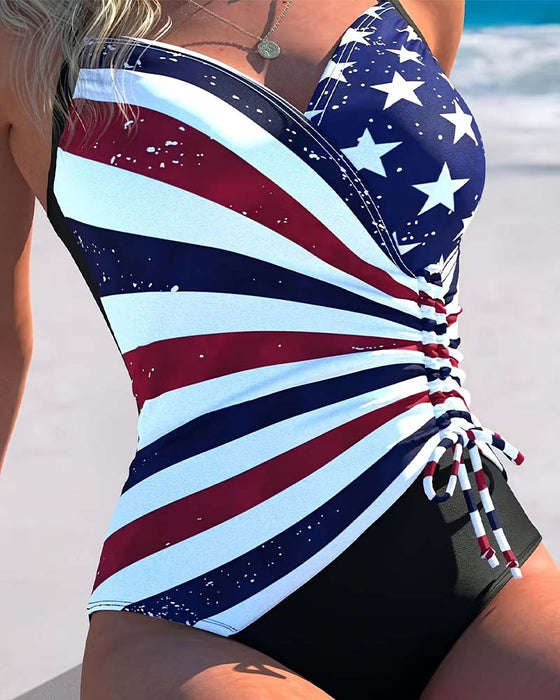Stars And Stripes Tie-Front One-Piece