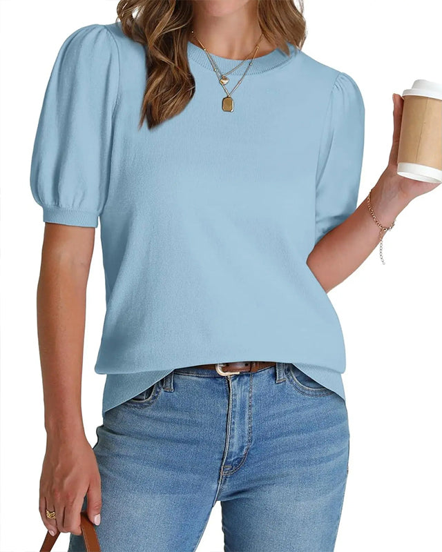 Puff Sleeve Short-Sleeved T-Shirt