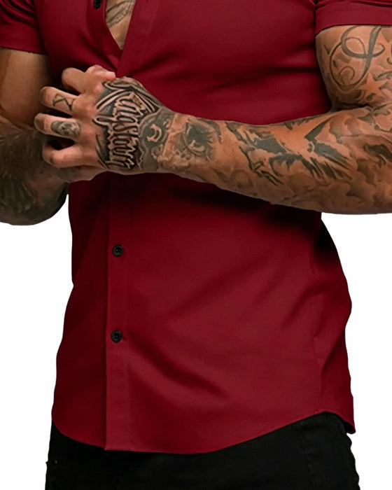 High Stretch Lapel Short Sleeve Men's Shirt
