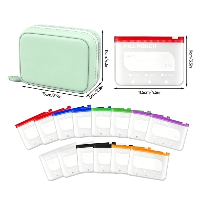 Premium Waterproof PU Travel Pill Organizer Set