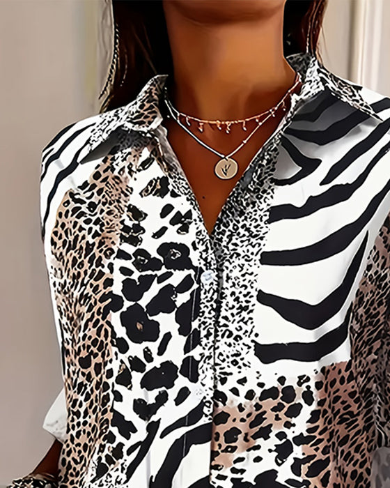 Zebra and Leopard Print Loose Blouse