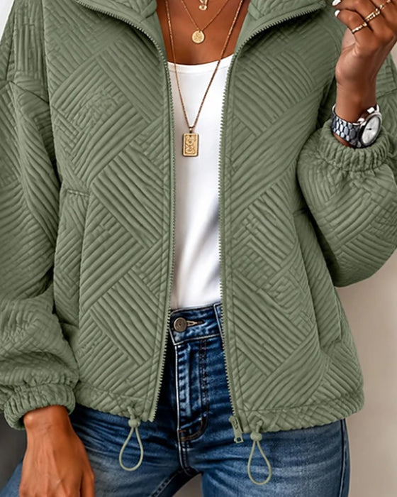 Stand Collar Zipper Short Coat