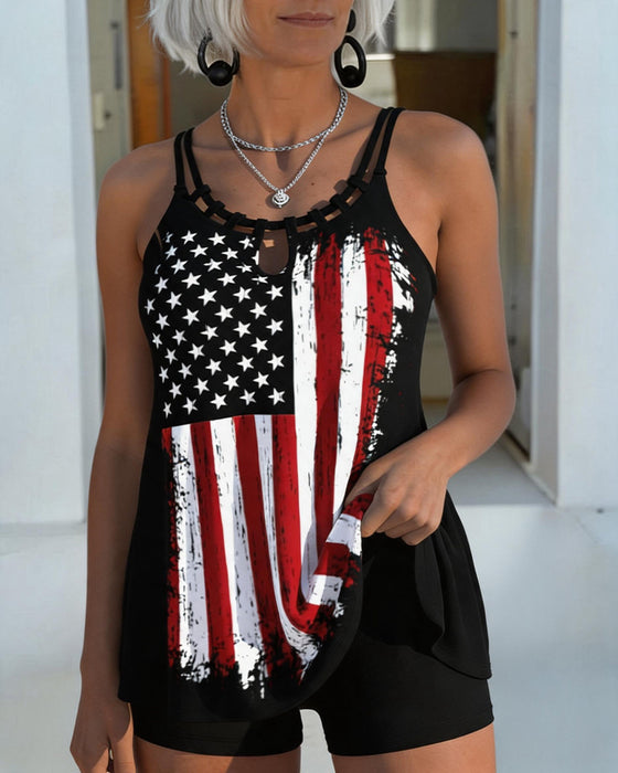 Flag Casual Two-Piece Tankini