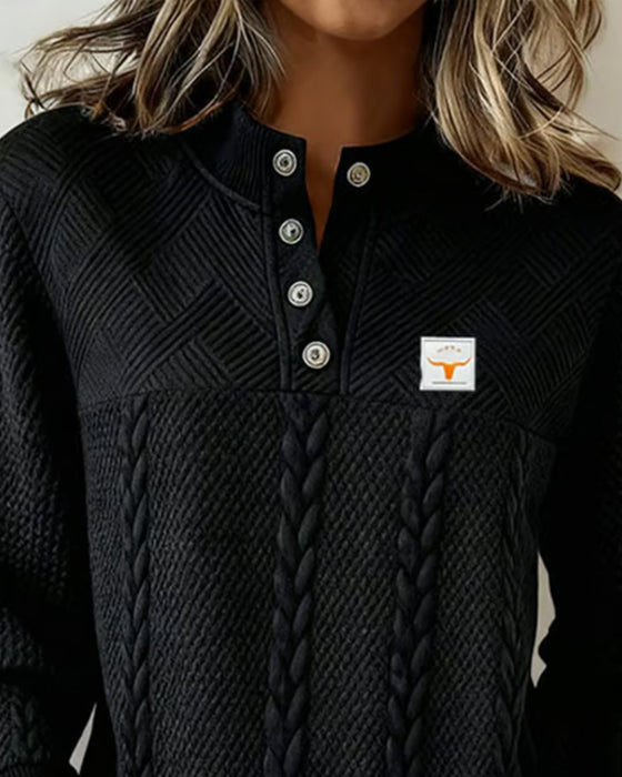 Long-Sleeved Jacquard Casual Sweatshirt