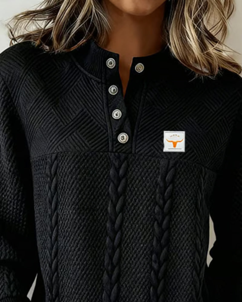 Long-Sleeved Jacquard Casual Sweatshirt