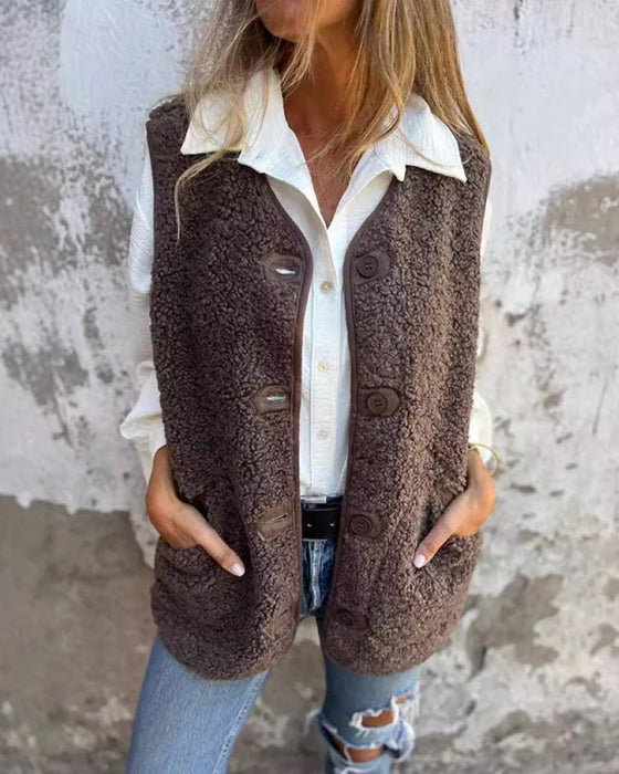 Women's Fall Button Down Short Warm Vest