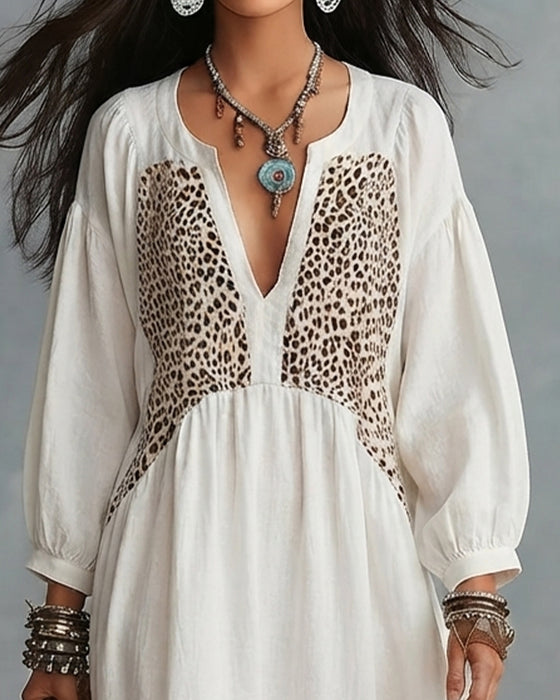 Leopard Print Long Sleeve Blouse