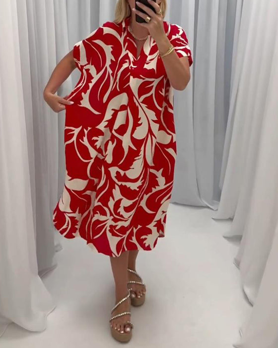 Contrast print slit casual dress