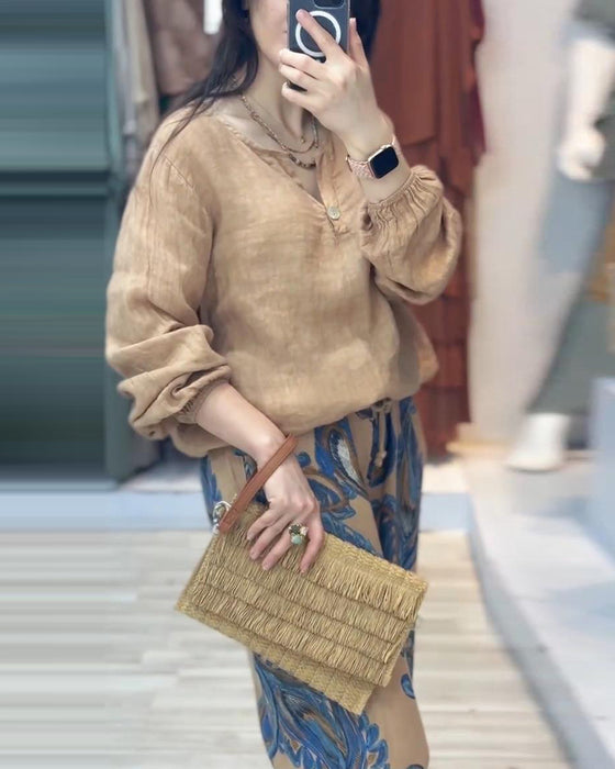 Long sleeve casual print set