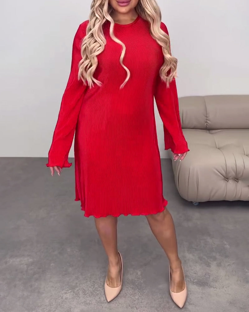 Casual Solid Color Knee-Length Dress