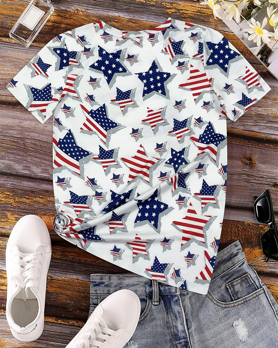 Distressed Flag All-Over Print Short-Sleeve T-Shirts