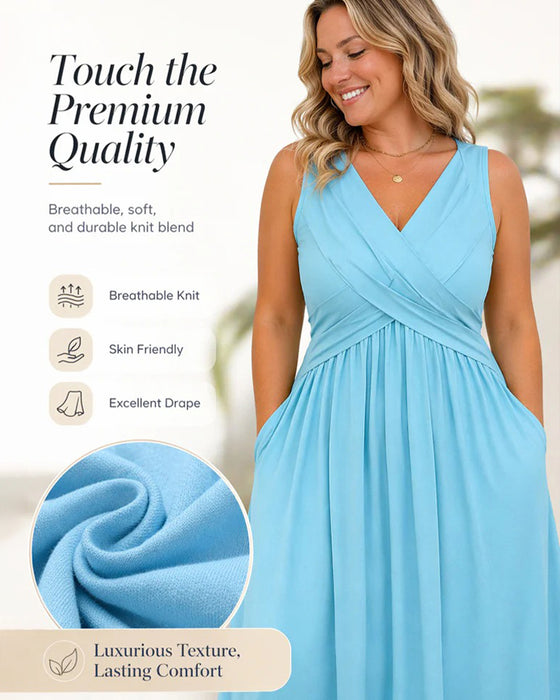 Solid Color Pocket Twist Tank Dress