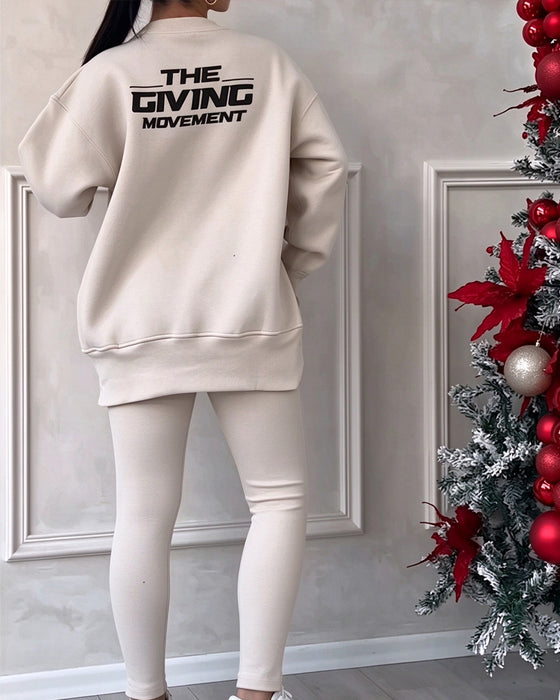 Printed Sweatshirt And Sweatpants Set