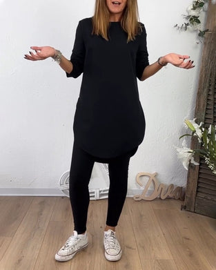 Mid-Length Top Mit Crew Neck