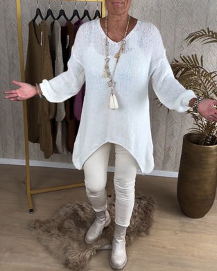 Irregular solid color casual sweater