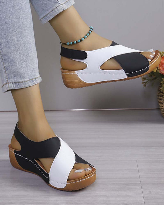 Colorblock Wedge Casual Sandal