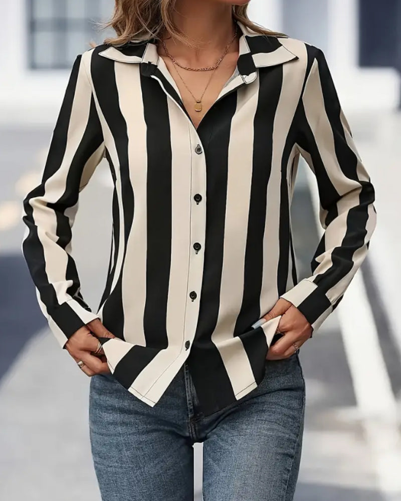 Vertical Striped Collar Button-Down Shirt