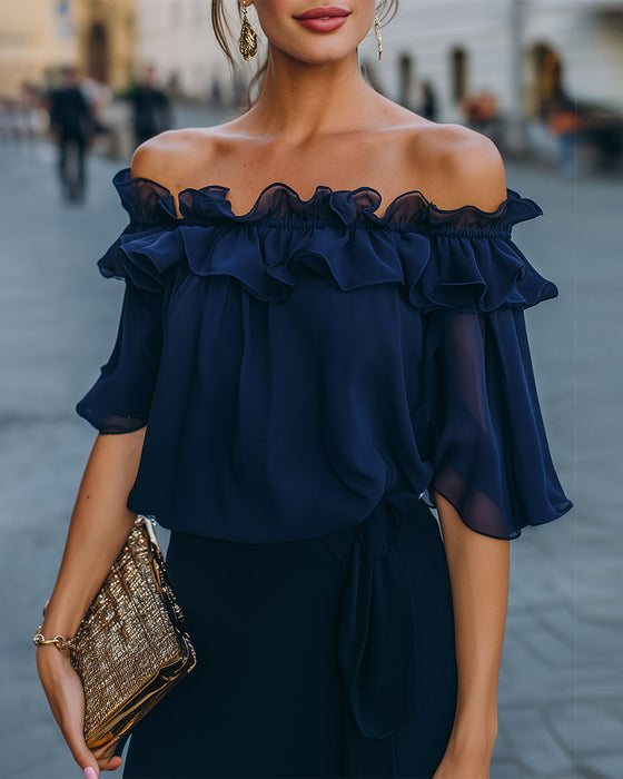 Elegant Off-Shoulder Ruffle Blouse