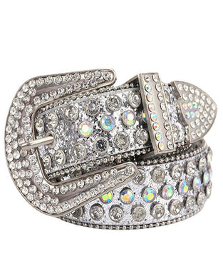 JASGOOD Women Men Rhinestones Belt,Bling Western Cowgirl Cowboy Studded Leather Belt Diamond Waist Belt for Jeans Pants