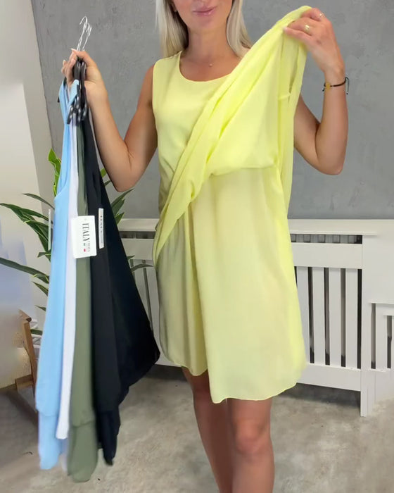 Sleeveless Solid Casual Dress