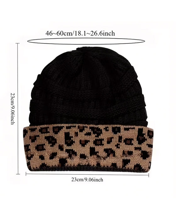 Women Winter Beanie Hat Leopard Warm Earflap Cap
