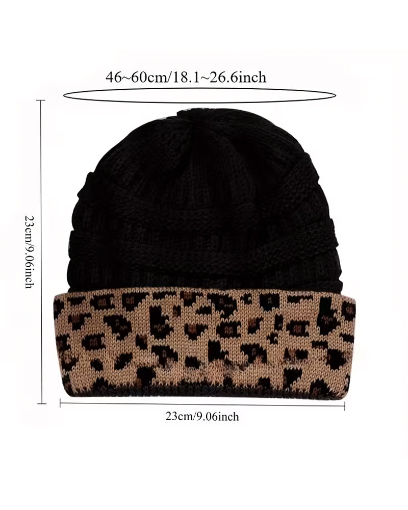 Women Winter Beanie Hat Leopard Warm Earflap Cap