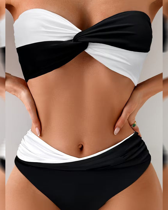 Stylish Contrast Color Bikini