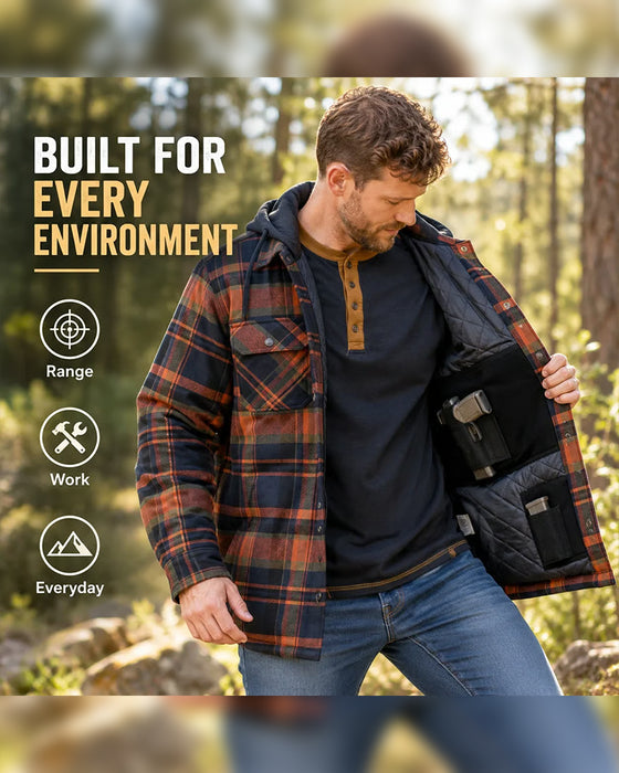 Men's Plaid Hooded Button-Up Coat