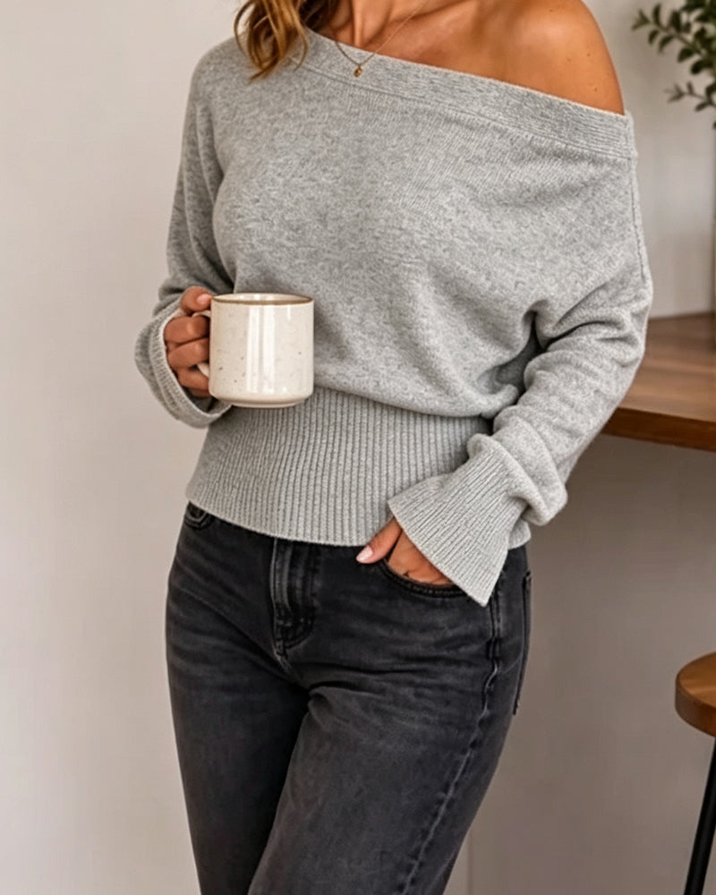 Long-Sleeved Off-Shoulder Waist Top