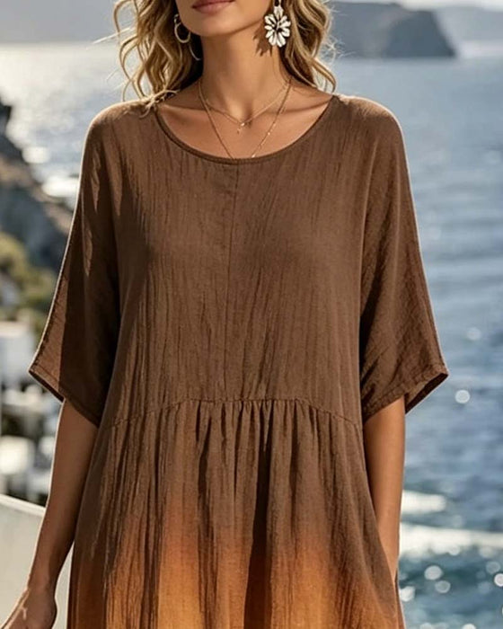 Casual Gradient Half Sleeve Dress