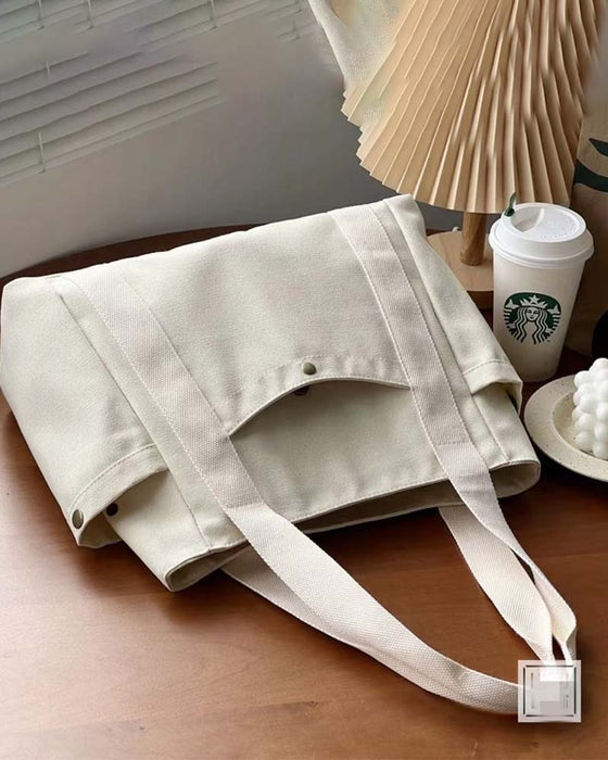 Large capacity canvas bag with double handles