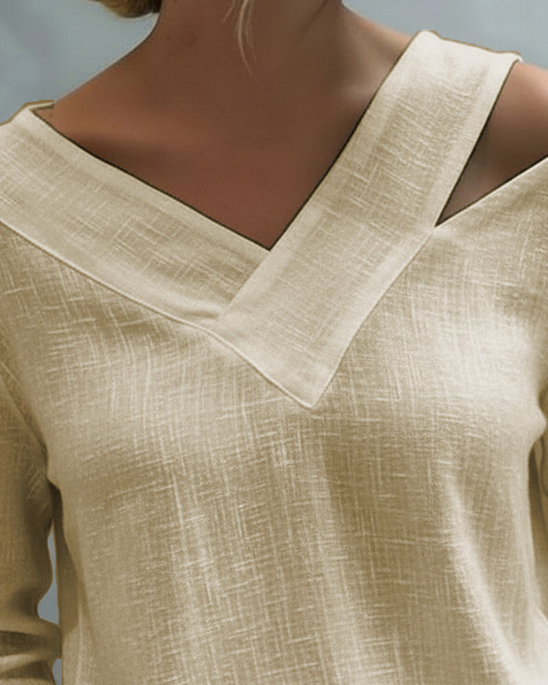 Stylish V-Neck Off-The-Shoulder Top