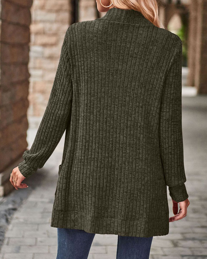 Brushed Casual Long-Sleeve Coat