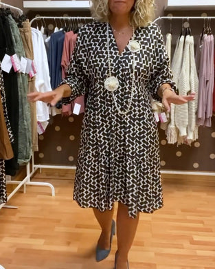 Geometric print V-neck casual dress