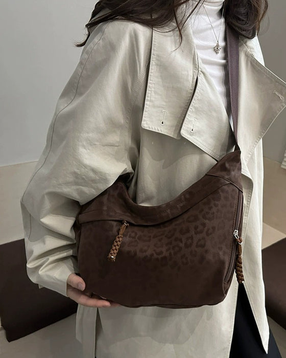 Leopard Print Suede Women's Bag