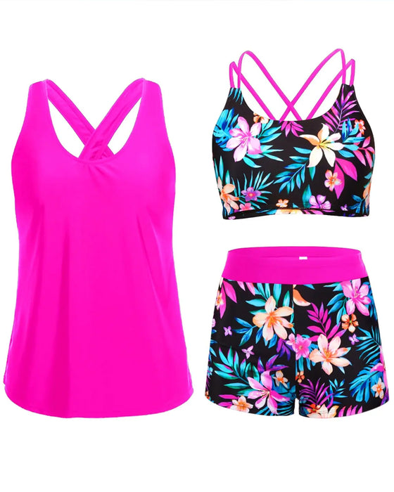 Vacation Print Sleeveless Tankini
