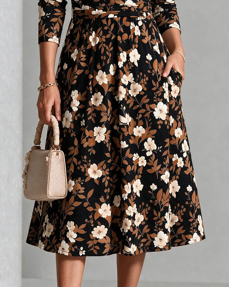 V-Neck Print A-Line Dress
