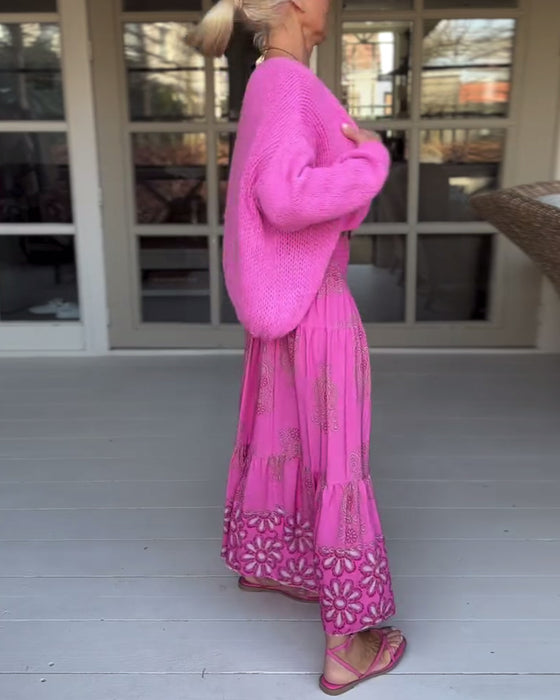 Solid color long sleeve casual cardigan