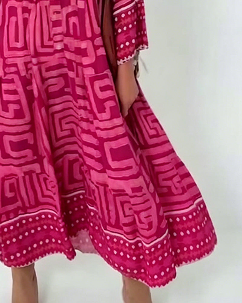Ethnic Geometric Print Dress
