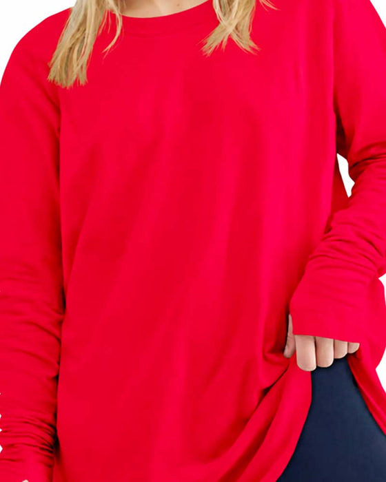 Crew Neck Long Sleeve Solid Color Loose T-Shirt