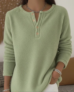 Long-Sleeved Button-Down Sweatshirt