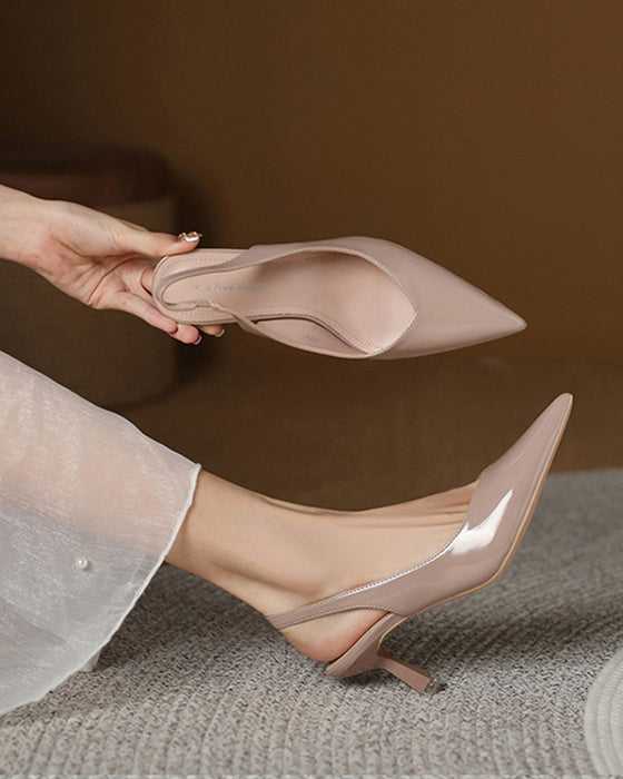 Solid color temperament pointed high heels