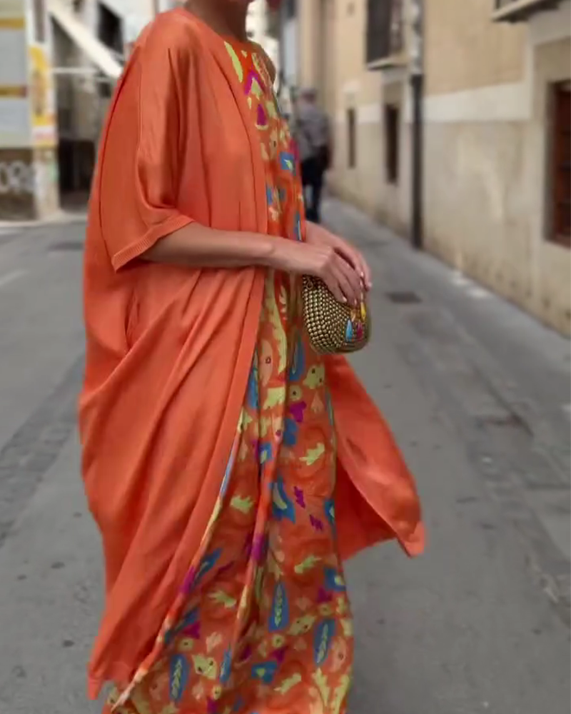 Sleeveless Long Dress With Long Cardigan Set
