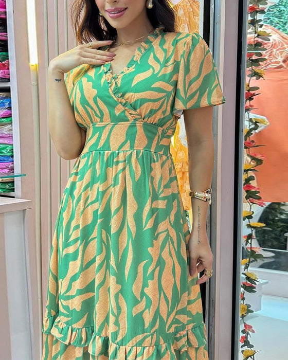 Waist printed elegant dress