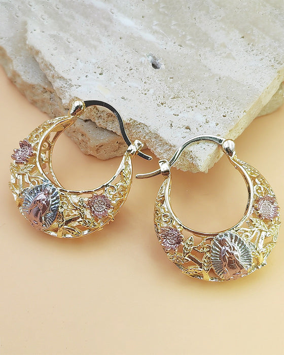 Vintage Flower Hoop Earrings
