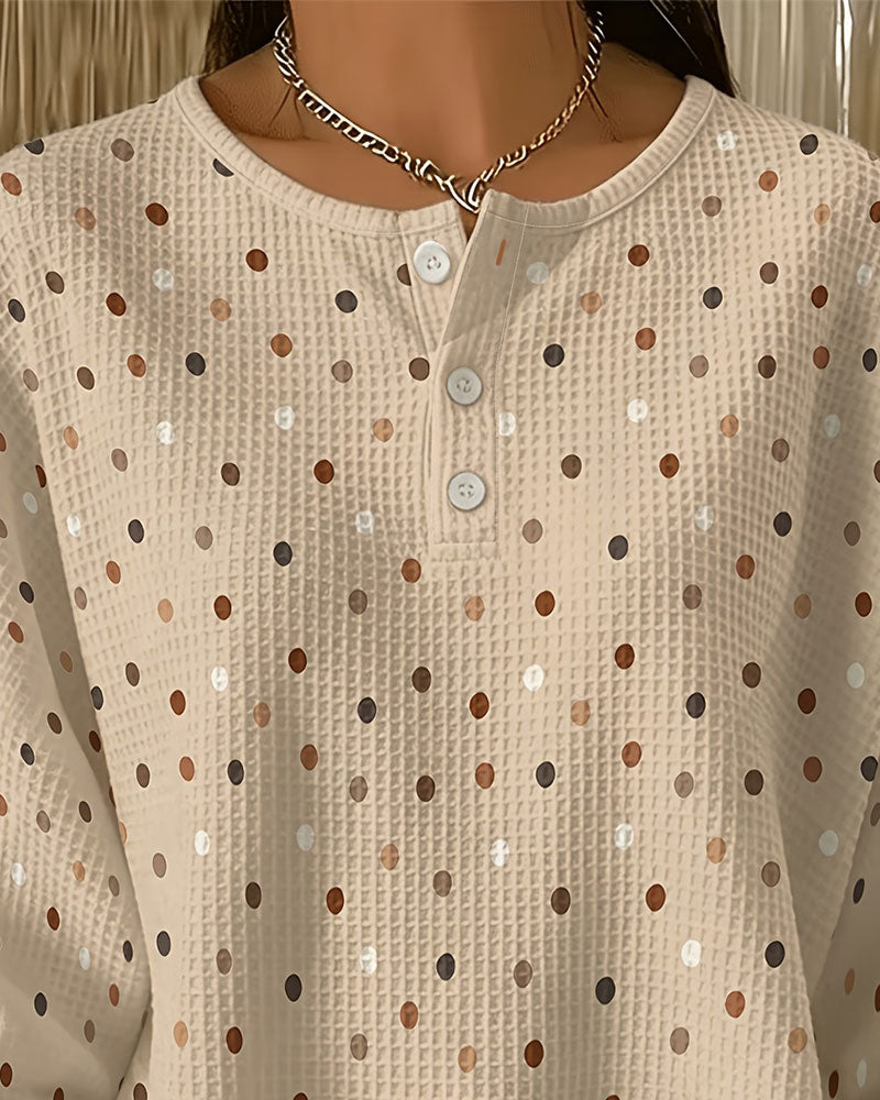 Crew Neck Polka Dot Sweatshirt