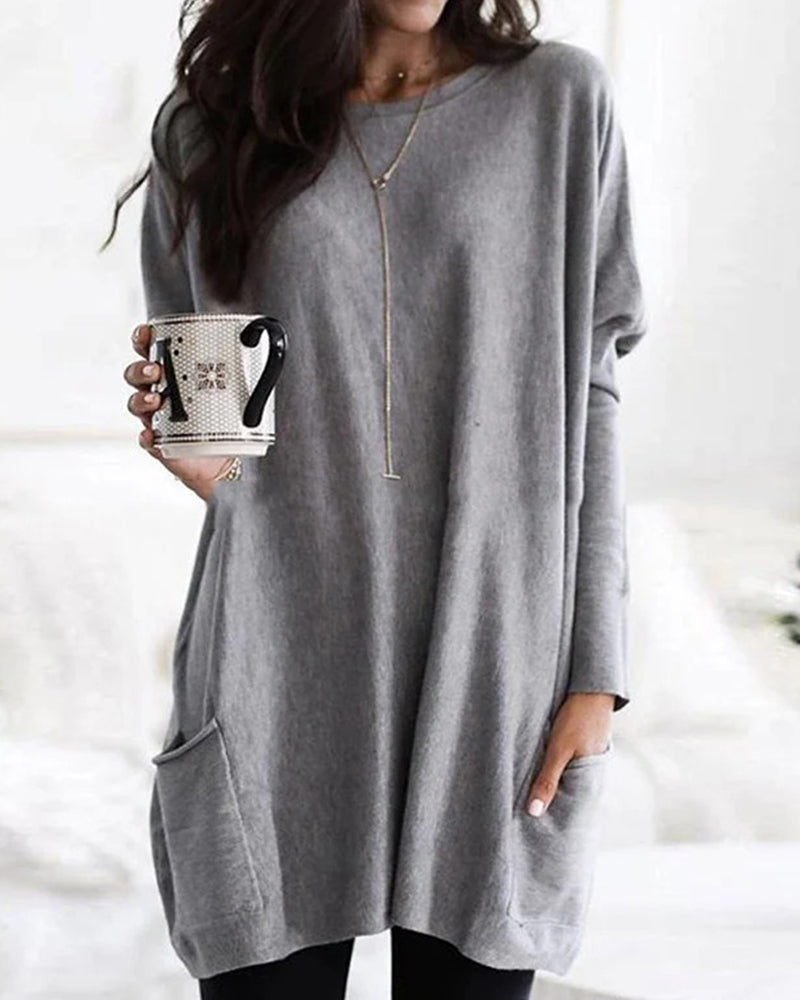 Long Sleeve Casual Pocket T-shirt